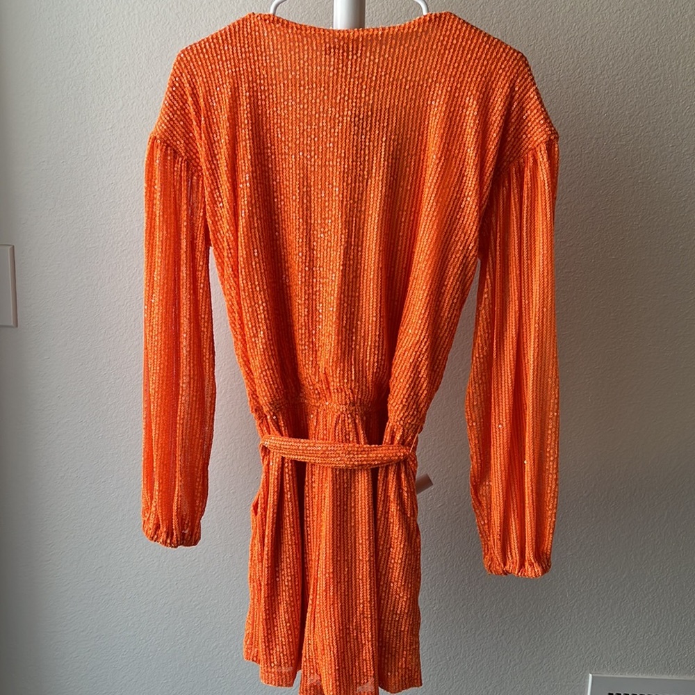 Fashion Nova Sparkly Orange Romper - Picture 6 of 8